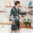 Yao Ting long-sleeved silk nightgown male spring and summer bathrobe silk men's long pajamas nightgown home service WP1077