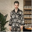 Yaoting silk pajamas men's spring long-sleeved trousers home service suit TZ778