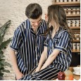 Yaoting classic silk couple pajamas female spring and summer striped short-sleeved home service suit TZ712 713