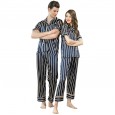 Yaoting classic silk couple pajamas female spring and summer striped short-sleeved home service suit TZ712 713