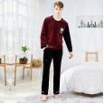 Yaoting classic velvet pajamas men's long-sleeved winter hedging contrast color home service two-piece suit SR975