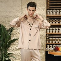 Yaoting classic silk pajamas men's summer long-sleeved pajamas home service two-piece suit TZ781