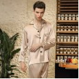 Yaoting classic silk pajamas men's summer long-sleeved pajamas home service two-piece suit TZ781