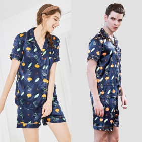 Yaoting classic silk couple pajamas ladies spring short-sleeved shorts home service suit 726 727