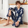 Artificial silk new men's spring and autumn summer long-sleeved trousers home service suit large size cute men's YT