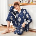 Artificial silk new men's spring and autumn summer long-sleeved trousers home service suit large size cute men's YT