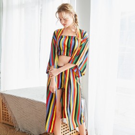 New simulation silk wedding pajamas silk ladies spring and autumn summer long morning robe home pajamas