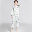 New pajamas women spring and summer summer thin silk printing long-sleeved casual home service suits can be worn outside YT
