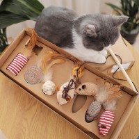 Funny cat stick feather bell simulation mouse kitten cat fighting cat combo kitten cat molar molar funny cat toy set