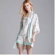 Pajamas ladies spring and summer silk sexy suspenders nightgown home service ladies three-piece suit can be worn outside YT