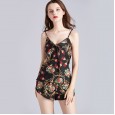 New simulation silk pajamas women summer sexy underwear thin section suspenders shorts suit home service YT