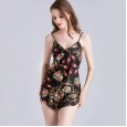 New simulation silk pajamas women summer sexy underwear thin section suspenders shorts suit home service YT