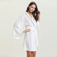 New products spring and summer summer pajamas ladies long-sleeved sexy simulation silk gown home service home service DL