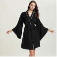 New products spring and summer summer pajamas ladies long-sleeved sexy simulation silk gown home service home service DL