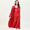 Women's pajamas simulation silk pajamas suspenders nightgown two-piece suit sexy bathrobe home service DL