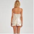Pajamas women's simulation silk nightgown ladies lace suspenders shorts sexy pajamas three-piece suit home service batch DL