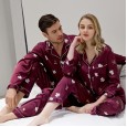 Spring and autumn summer couple pajamas long-sleeved simulation silk spring and autumn pajamas women models men and women winter thin home service suit CP