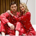 Spring and autumn summer couple pajamas long-sleeved simulation silk spring and autumn pajamas women models men and women winter thin home service suit CP