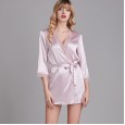New style pajamas female summer nightgown ladies summer silk fun sexy lace bathrobe morning robe home service YT