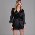 New style pajamas female summer nightgown ladies summer silk fun sexy lace bathrobe morning robe home service YT