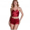 Sexy pajamas female summer silk lace sexy ladies silk suspenders shorts two-piece home service YT