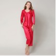 Spring and summer pajamas female simulation silk autumn suit long-sleeved trousers silk two-piece home service generation DL