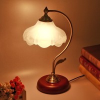European style bedroom table lamp stylish dimming LED simple personality creative table lamp retro mahogany bedside lamp