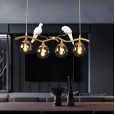 Strip restaurant bird chandelier Nordic new post-modern simple ground glass creative dining table study lamp