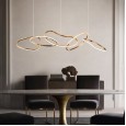 Dining room chandelier light luxury creative bar personality living room minimalist Nordic style stainless steel circle art modeling lamps