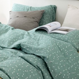 Idyllic small floral cotton printed washed cotton four-piece set Japanese style cotton quilt cover bed sheet double bed set