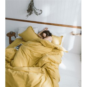 New Nordic Fengshui cotton four-piece set of pure cotton plain lotus leaf single bed tops