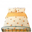 Little citrus, super sweet girl heart, yellow grid, cotton inlay, four-piece twill cotton, skin-friendly bedding
