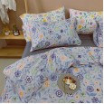 Japanese-style knitted cotton cotton four-piece set of small fresh floral cotton micro-elastic soft 4-piece bed linen