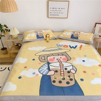 Sweet girl ice silk mat three-piece 900D ice soft silk health soft mat machine washable folding mat mat
