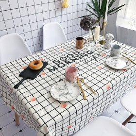 Nordic fabric small fresh and simple tablecloth lattice marble pattern cotton and linen table cloth long table