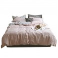 Fashionable Japanese Washed Cotton Simple Striped Lattice Cotton Bedding 1.5m1.8 Meter Bed Sheet Four-piece Set