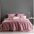 Pink Hollow Lace Solid Color 60 Long-staple Cotton Embroidery Four-Piece Simple Cotton Plain Plain Double Bedding
