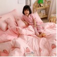 Warm four-piece cotton pure cotton simple crystal coral velvet bed sheet quilt cover bed hat three-piece bedding