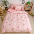 Warm four-piece cotton pure cotton simple crystal coral velvet bed sheet quilt cover bed hat three-piece bedding