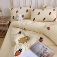 Washed cotton bed four-piece set small fresh towel embroidered cute girl heart cotton quilt cover