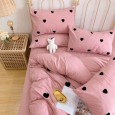 Washed cotton bed four-piece set small fresh towel embroidered cute girl heart cotton quilt cover