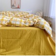 Four-piece plaid bedding cotton cotton girl heart washed cotton bed linen Nordic style summer