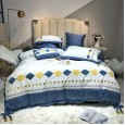 Jane European style 60 Egyptian long-staple cotton bedding cotton diamond lattice stitching embroidery simple four-piece set