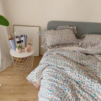 Deer Bambi pink lace cotton princess four-piece quilt cover sheets Korean girl heart bedding