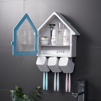 T42 Bathroom Shelf House Brushing Cup Toothbrush Holder Perforated Toilet Wash Set Storage Rack