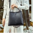 Genuine leather handbags spring and summer new fashion handbag female atmosphere cowhide bag ladies bucket bag female shoulder messenger bag