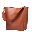 New leather handbags bucket bag retro handbags women's big bag diagonal bag