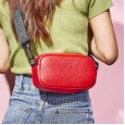 Wide shoulder strap explosive female bag Korean casual small bag first layer leather shoulder diagonal bag new lychee small square bag