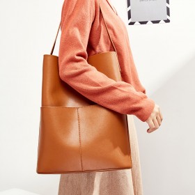 Bag female new style cowhide big shoulder bag fashion female bag tote female bun bag