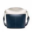 New women's bag bucket bag leather women's bag high-capacity cowhide simple contrast color shoulder diagonal trend female bag